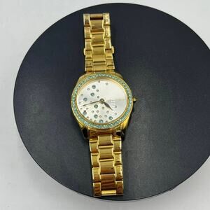 Betsey Johnson Watch Women 39mm Gold Tone Blue Crystals w
Band Links New Battery